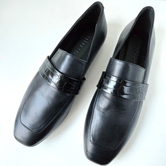 Freda Salvador NEW Croc Embossed Black Patent Leather Loafers Flats Women Size 6 - Picture 3 of 11